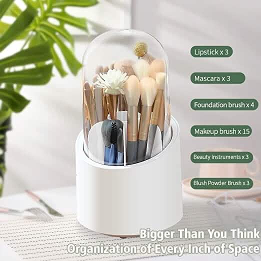 360-Degree Rotating Dustproof Makeup Brush Organizer-360-Degree Rotating Dustproof Makeup Brush Organizer
