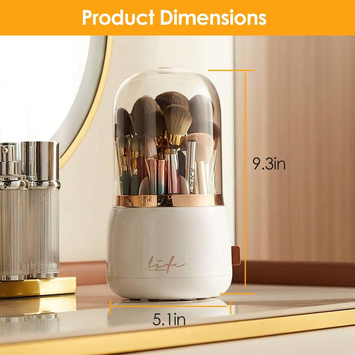 360¬∞ Rotating Makeup Brush Holder with Lid Makeup Organizer-360¬∞ Rotating Makeup Brush Holder with Lid Makeup Organizer