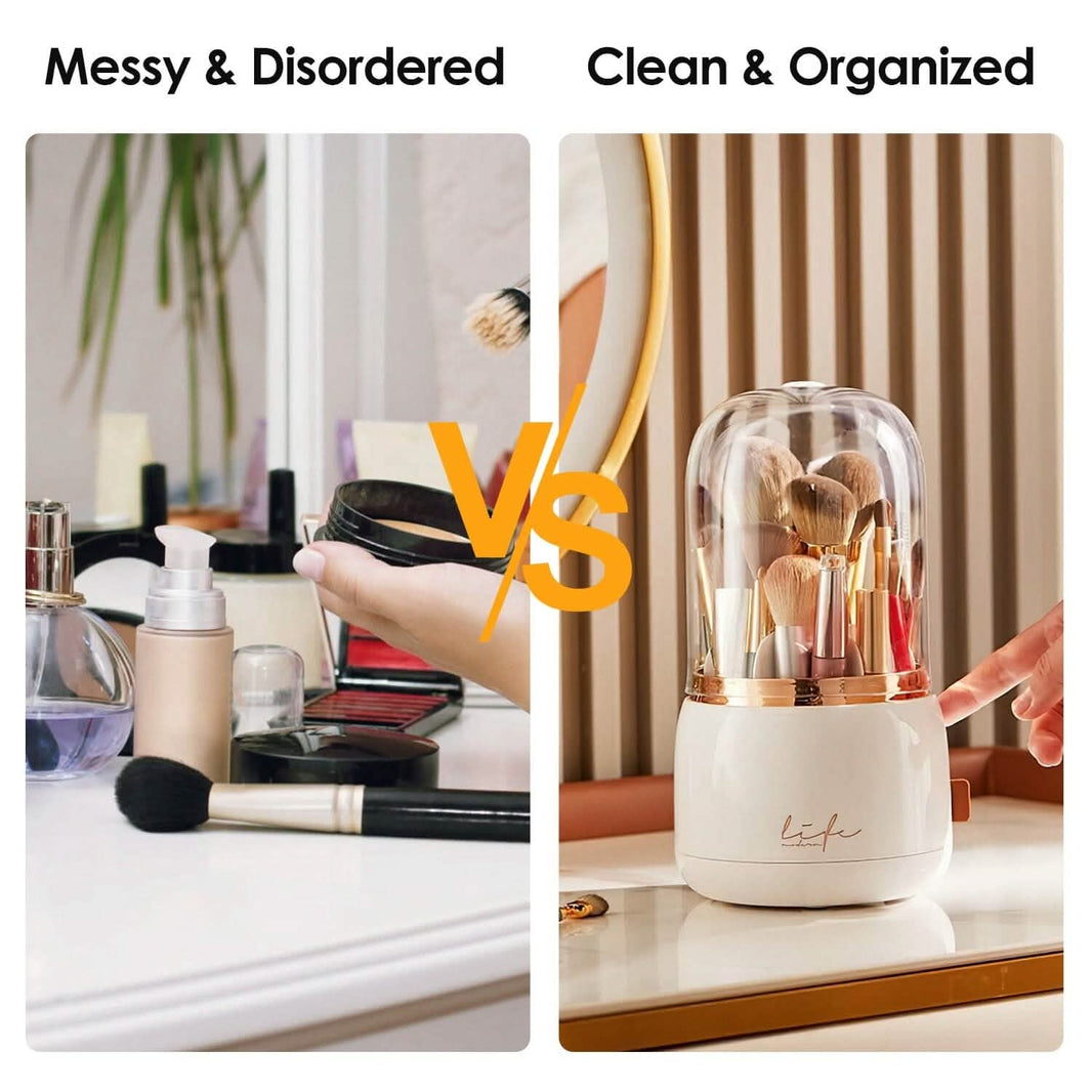 360¬∞ Rotating Makeup Brush Holder with Lid Makeup Organizer-360¬∞ Rotating Makeup Brush Holder with Lid Makeup Organizer