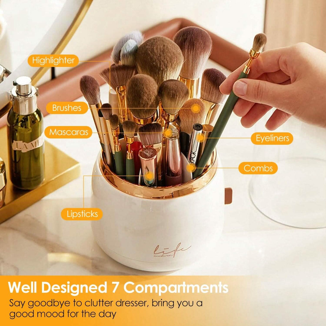 360¬∞ Rotating Makeup Brush Holder with Lid Makeup Organizer-360¬∞ Rotating Makeup Brush Holder with Lid Makeup Organizer
