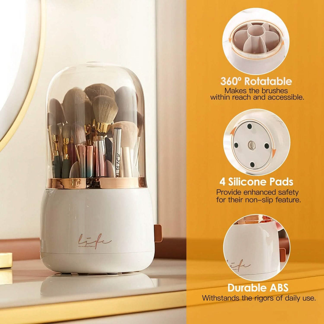 360¬∞ Rotating Makeup Brush Holder with Lid Makeup Organizer-360¬∞ Rotating Makeup Brush Holder with Lid Makeup Organizer