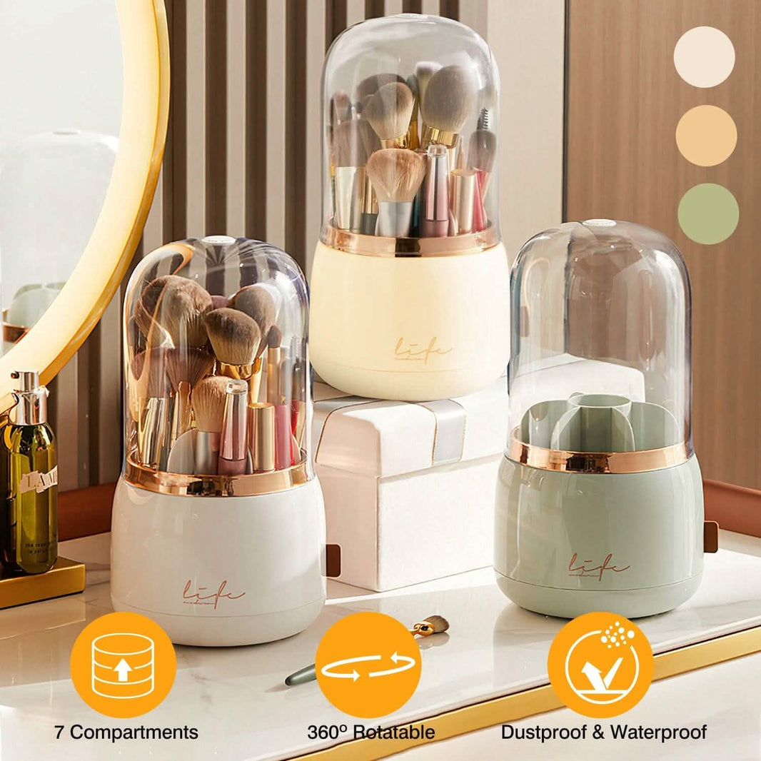 360¬∞ Rotating Makeup Brush Holder with Lid Makeup Organizer-360¬∞ Rotating Makeup Brush Holder with Lid Makeup Organizer