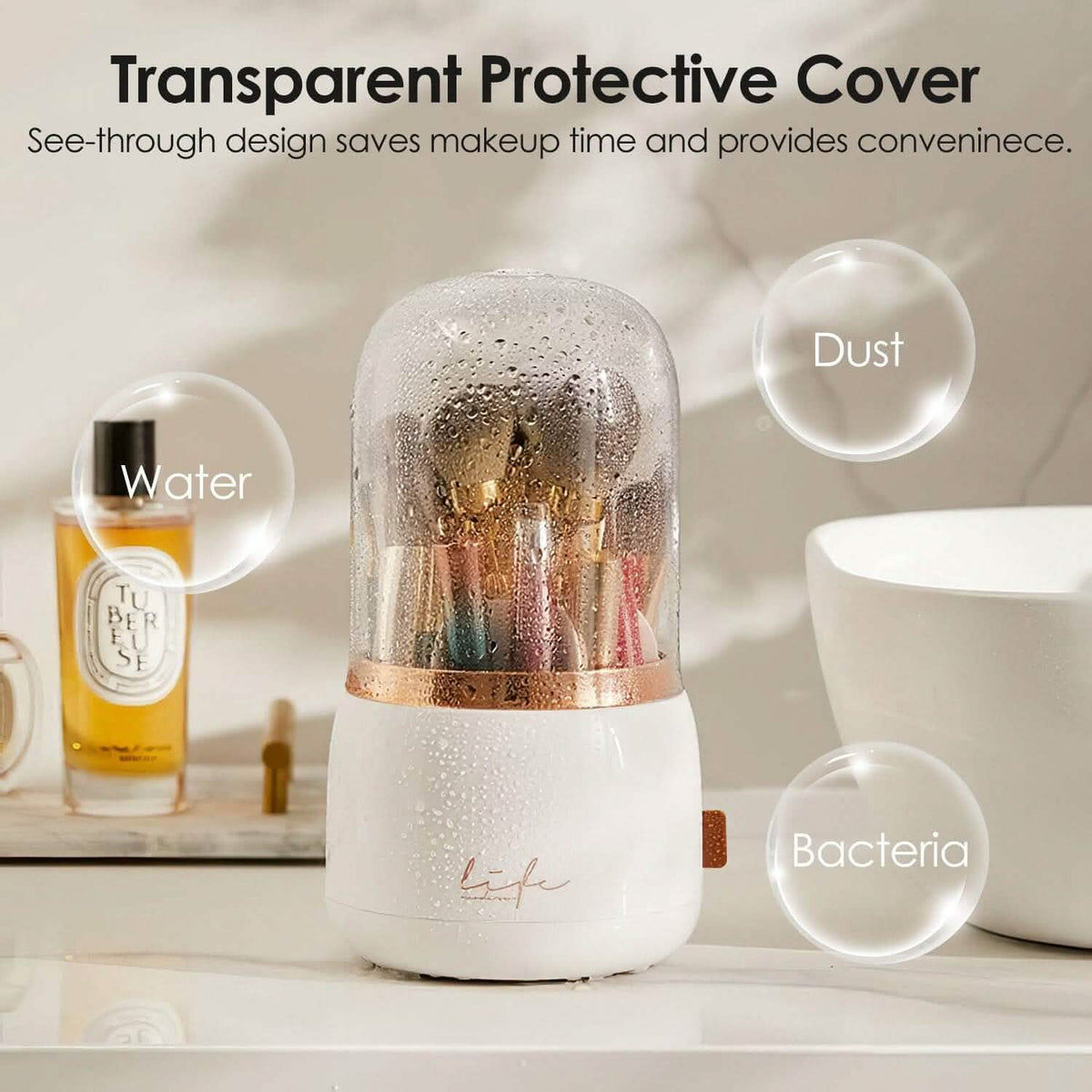 360¬∞ Rotating Makeup Brush Holder with Lid Makeup Organizer-360¬∞ Rotating Makeup Brush Holder with Lid Makeup Organizer