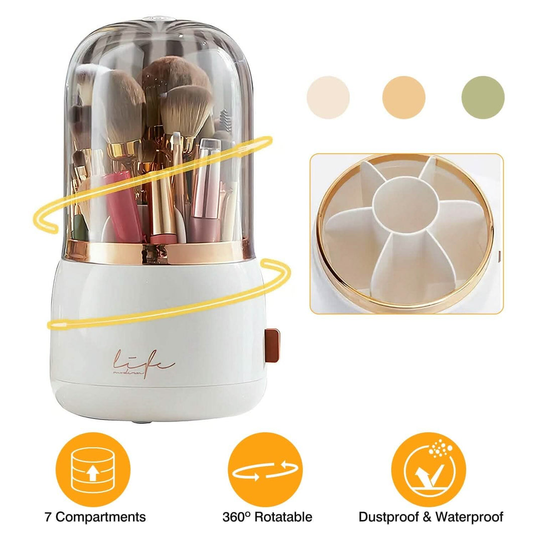 360¬∞ Rotating Makeup Brush Holder with Lid Makeup Organizer-360¬∞ Rotating Makeup Brush Holder with Lid Makeup Organizer