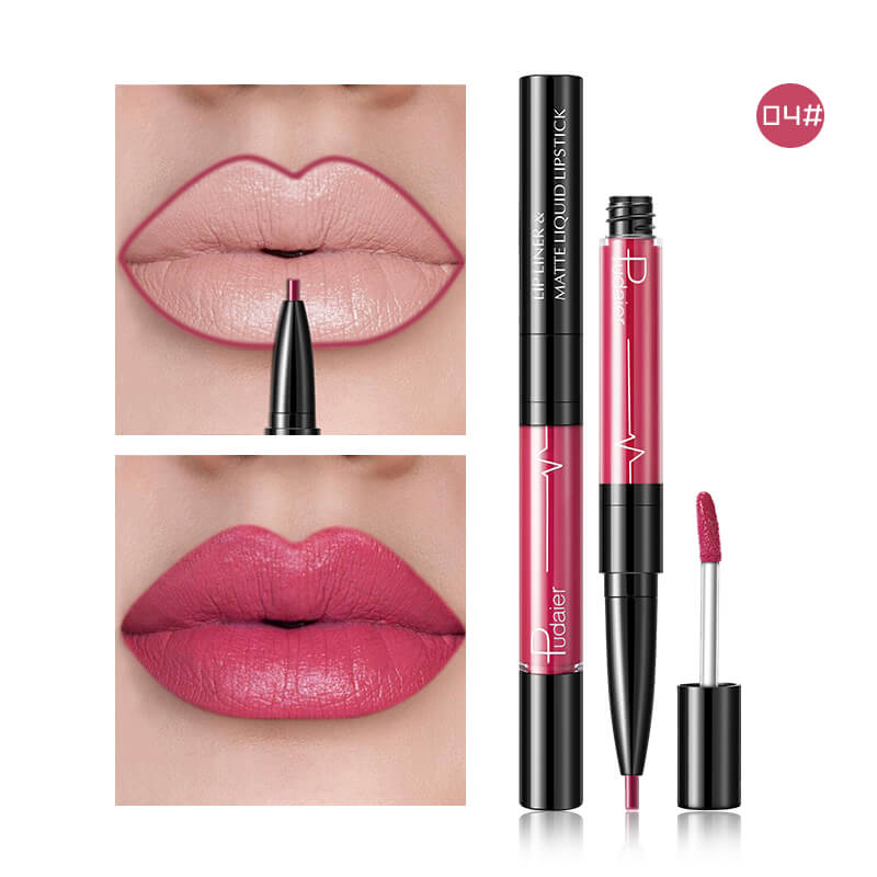 Pudaier Matte Lip Gloss Lip Liner 2 in1 Maquiagem Profissional Completa Agate Red Lip Tint Plumper Tattoo Makeup liquid Lipstick-a45a70a0629ec579d2a356684748ae1c
