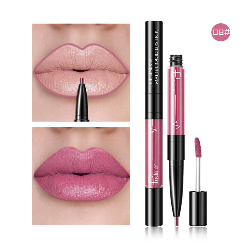 Pudaier Matte Lip Gloss Lip Liner 2 in1 Maquiagem Profissional Completa Agate Red Lip Tint Plumper Tattoo Makeup liquid Lipstick-46e71a9ab38f2fcb69c1703adf744911