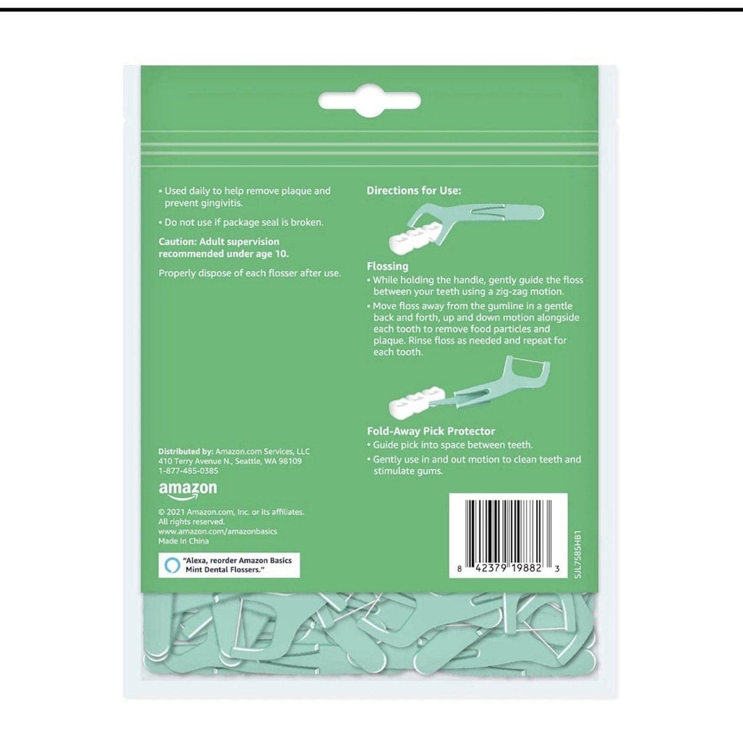 Amazon Basics Mint Dental Flossers, 90 Count (Pack of 6)-Amazon Basics Mint Dental Flossers, 90 Count (Pack of 6)