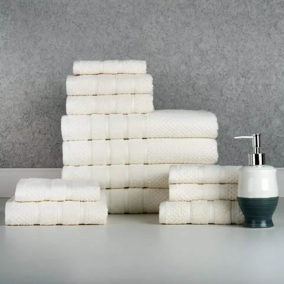 12-Piece: Bibb Home Egyptian Cotton Towel Set-12-Piece: Bibb Home Egyptian Cotton Towel Set