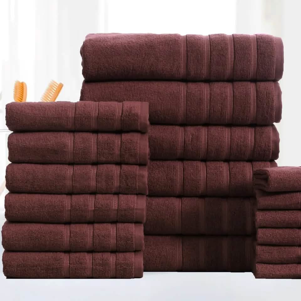 18-Piece: Bibb Home Zero Twist Egyptian Cotton Towel Set-18-Piece: Bibb Home Zero Twist Egyptian Cotton Towel Set