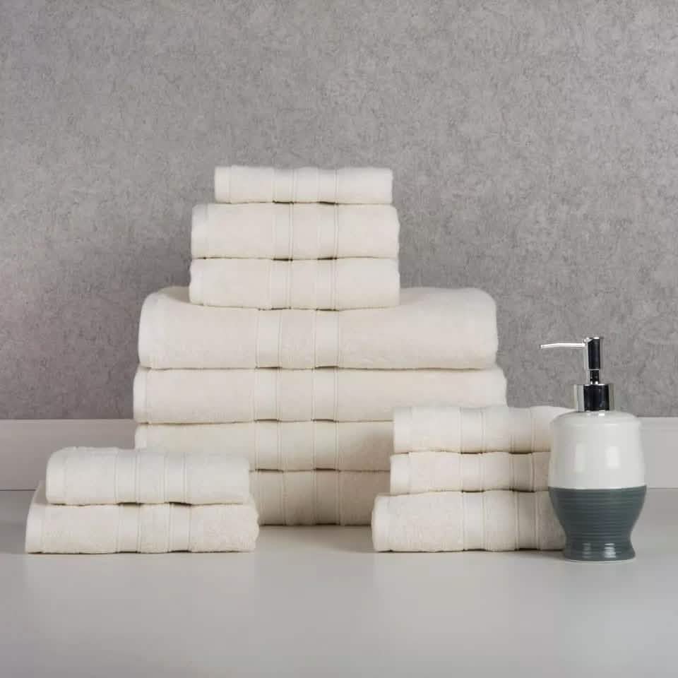 12-Piece: Bibb Home Egyptian Cotton Towel Set-12-Piece: Bibb Home Egyptian Cotton Towel Set