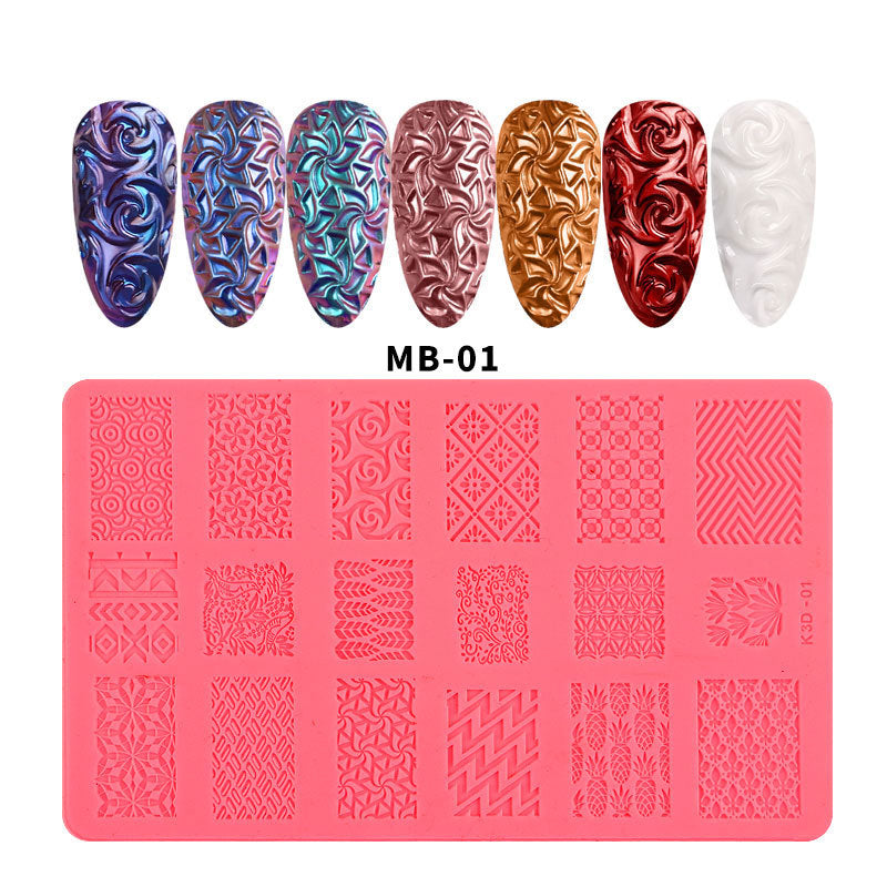 Nail Art Silicone Printing Stencil Plastic 3D Relief-8876ff06318e40534ee89cb53920acfa