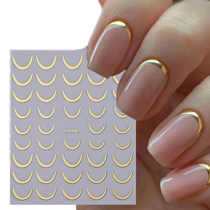 3D Gold-Finished French Kiss Crescent Nail Stickers-3D Gold-Finished French Kiss Crescent Nail Stickers