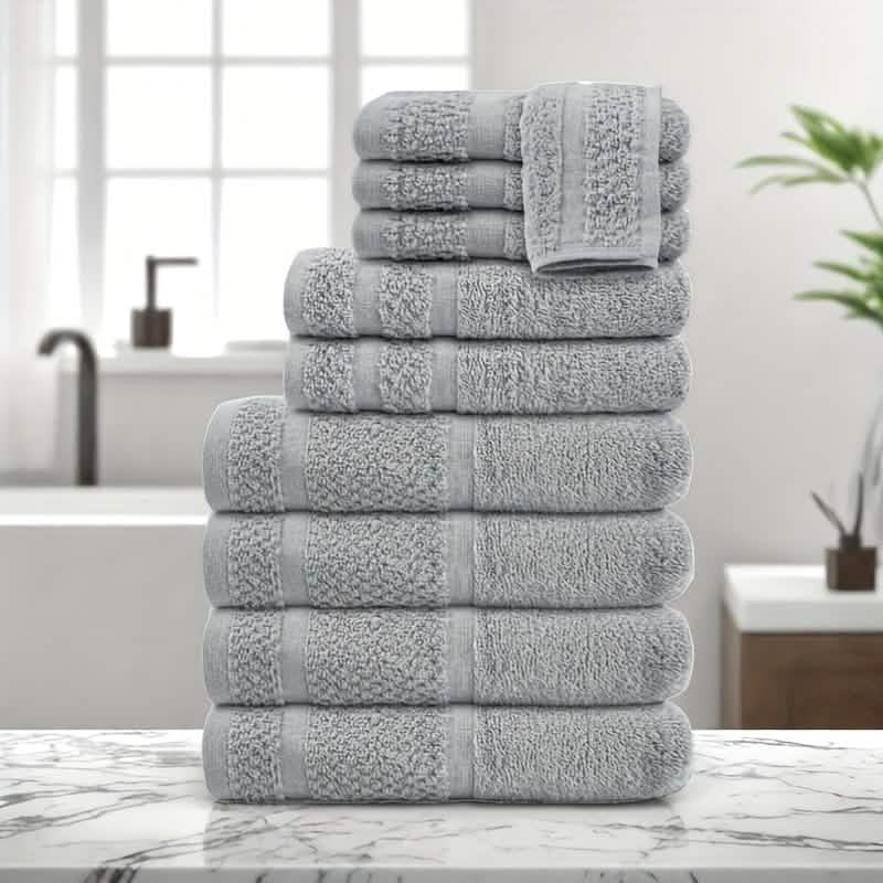 Gray Cotton Bath Towel Set (10–32 pcs)-Gray Cotton Bath Towel Set (10–32 pcs)