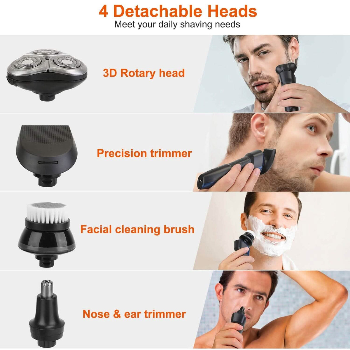 4-In-1 Electric Razor Shaver Rechargeable Cordless-4-In-1 Electric Razor Shaver Rechargeable Cordless