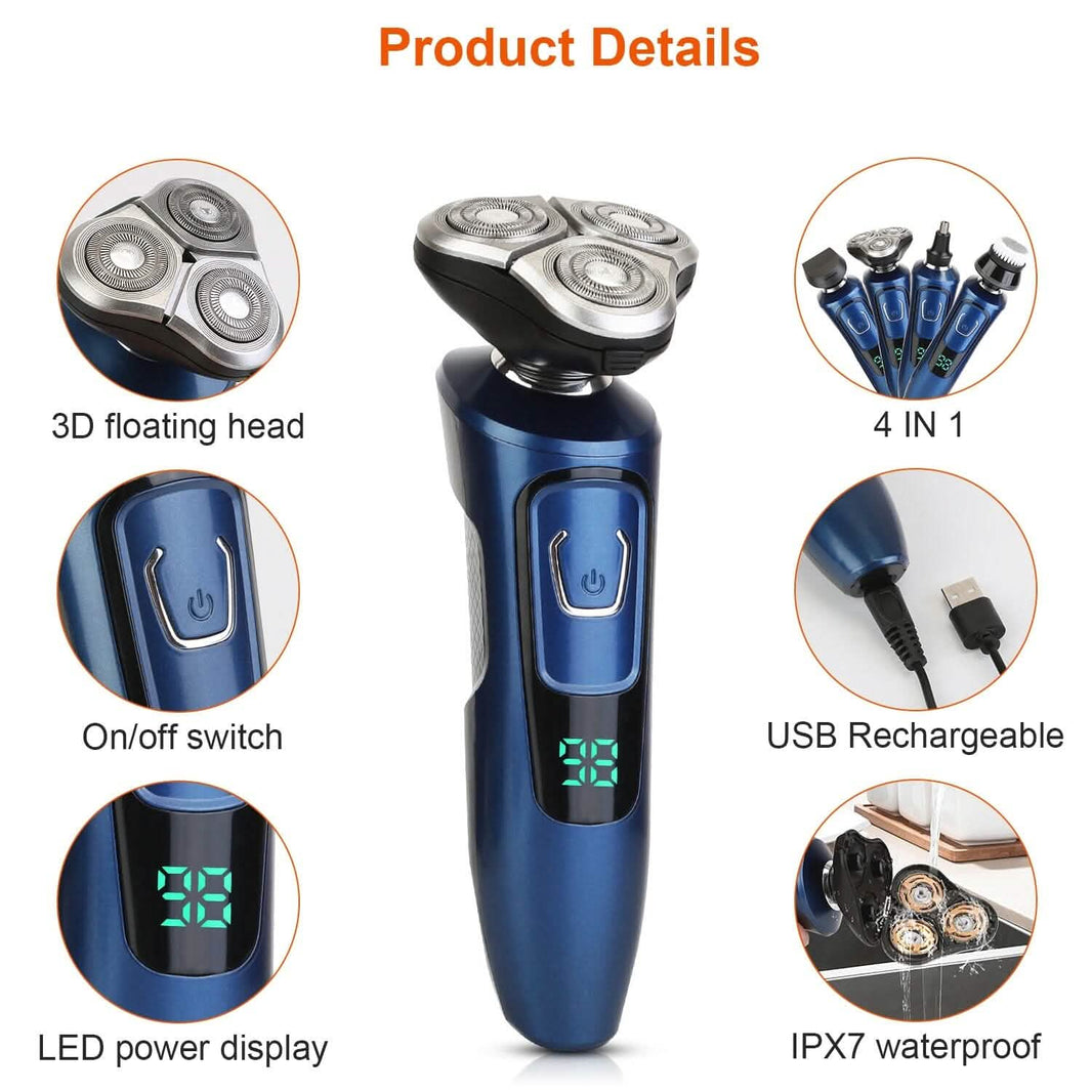 4-In-1 Electric Razor Shaver Rechargeable Cordless-4-In-1 Electric Razor Shaver Rechargeable Cordless