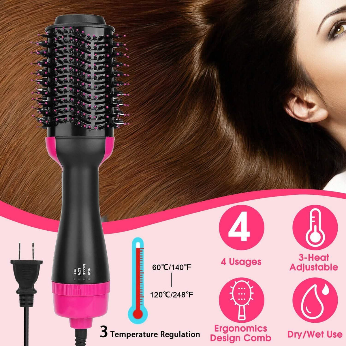 4-in-1 Hair Dryer Volumizer Brush-4-in-1 Hair Dryer Volumizer Brush