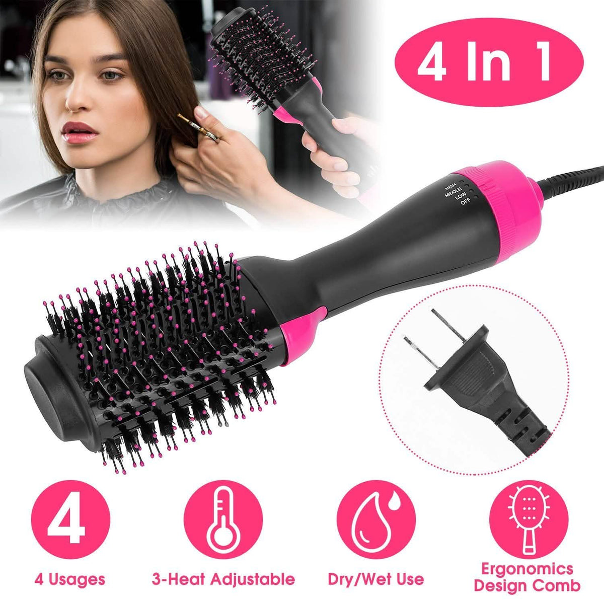 4-in-1 Hair Dryer Volumizer Brush-4-in-1 Hair Dryer Volumizer Brush