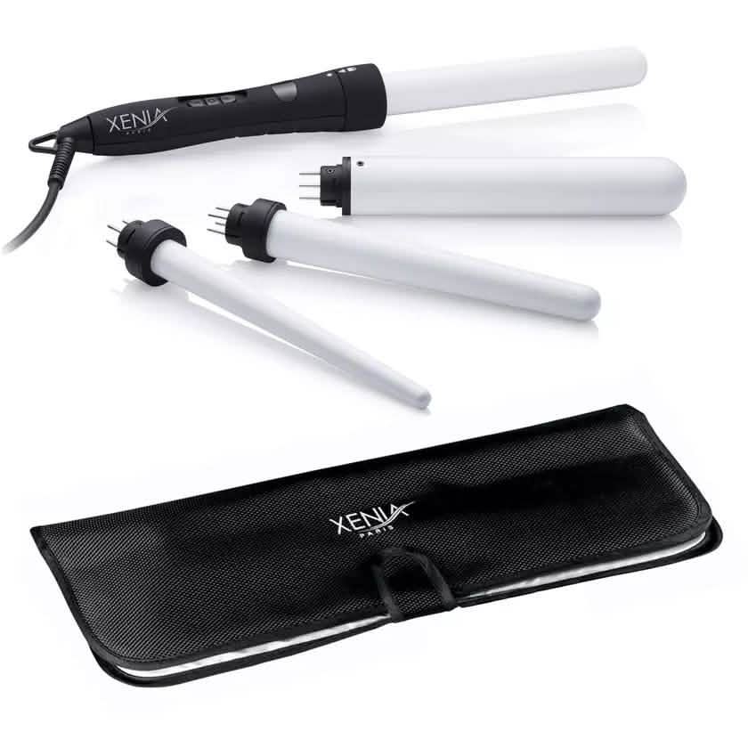 4-in-1 Interchangeable Ceramic Curling Wand Set with Protective Heat Station Mat-4-in-1 Interchangeable Ceramic Curling Wand Set with Protective Heat Station Mat