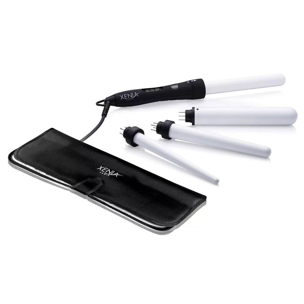 4-in-1 Interchangeable Ceramic Curling Wand Set with Protective Heat Station Mat-4-in-1 Interchangeable Ceramic Curling Wand Set with Protective Heat Station Mat