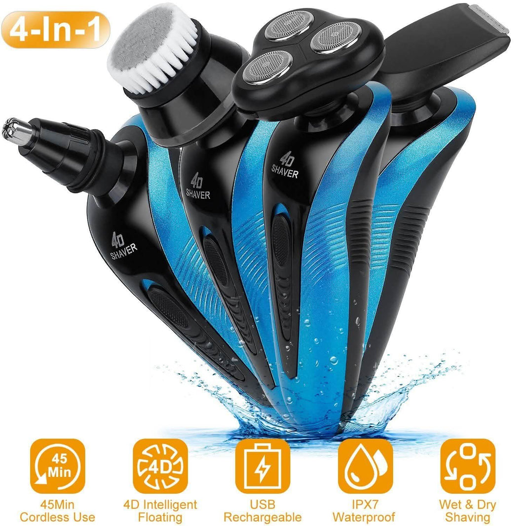 4-in-1 IPX7 Waterproof Beard Trimmer Cordless Razor for Men-4-in-1 IPX7 Waterproof Beard Trimmer Cordless Razor for Men