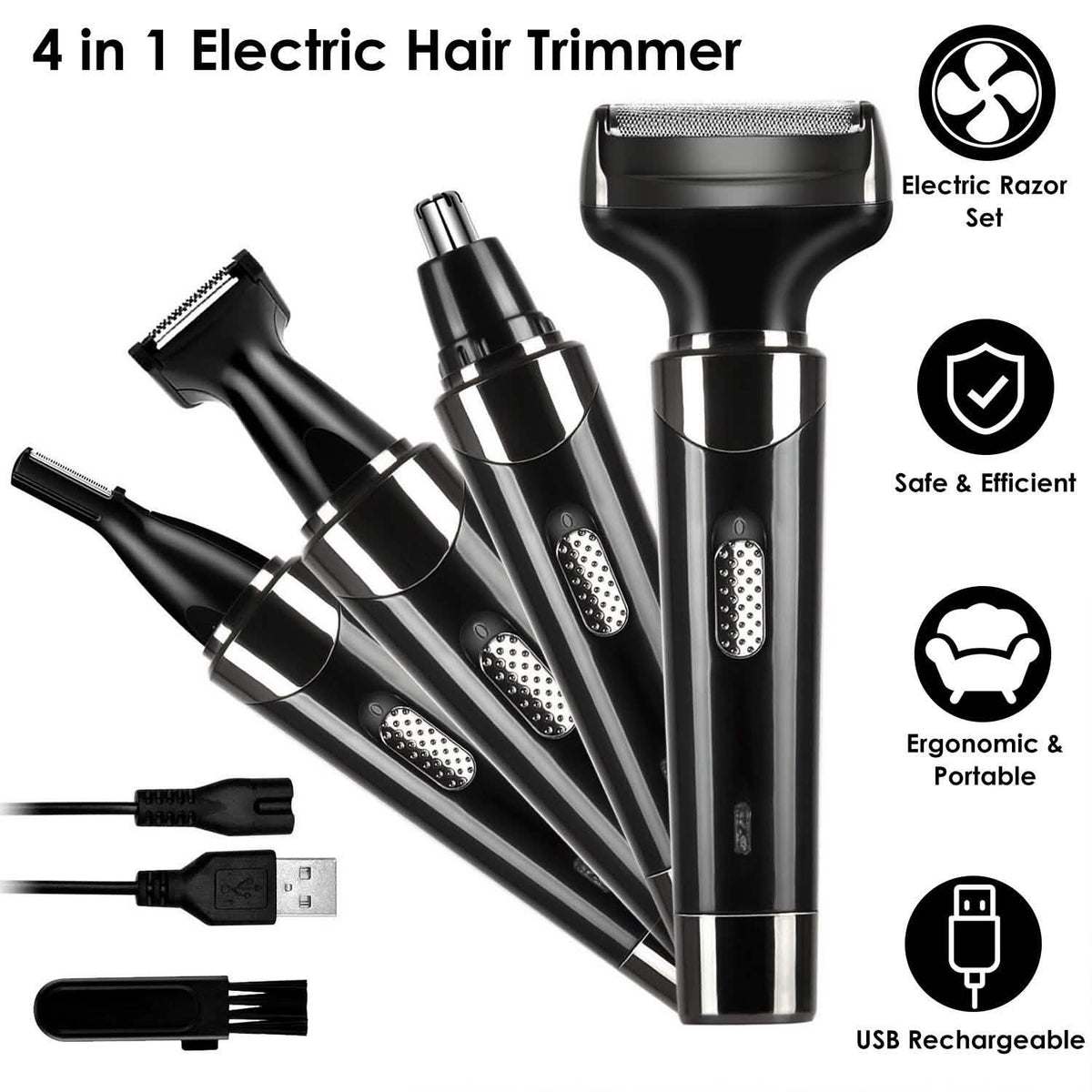 4-in-1 Rechargeable Hair Trimmer-4-in-1 Rechargeable Hair Trimmer