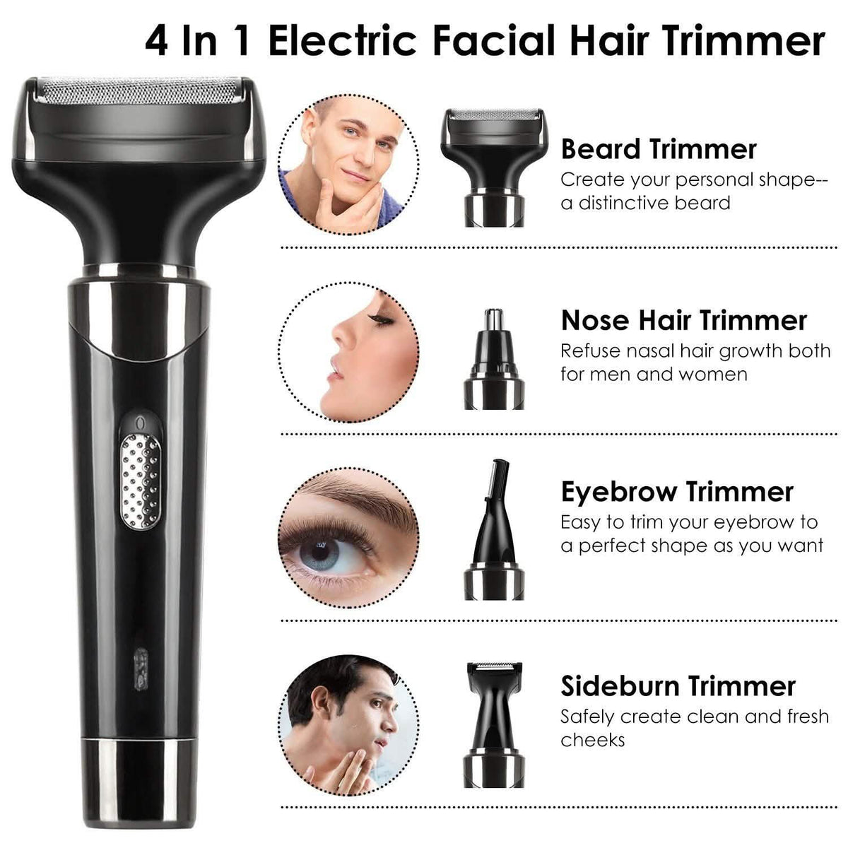 4-in-1 Rechargeable Hair Trimmer-4-in-1 Rechargeable Hair Trimmer