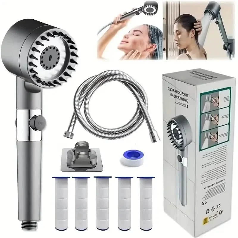 4-in-1 Removable Shower Head With 5 Filters and 3 Settings-4-in-1 Removable Shower Head With 5 Filters and 3 Settings