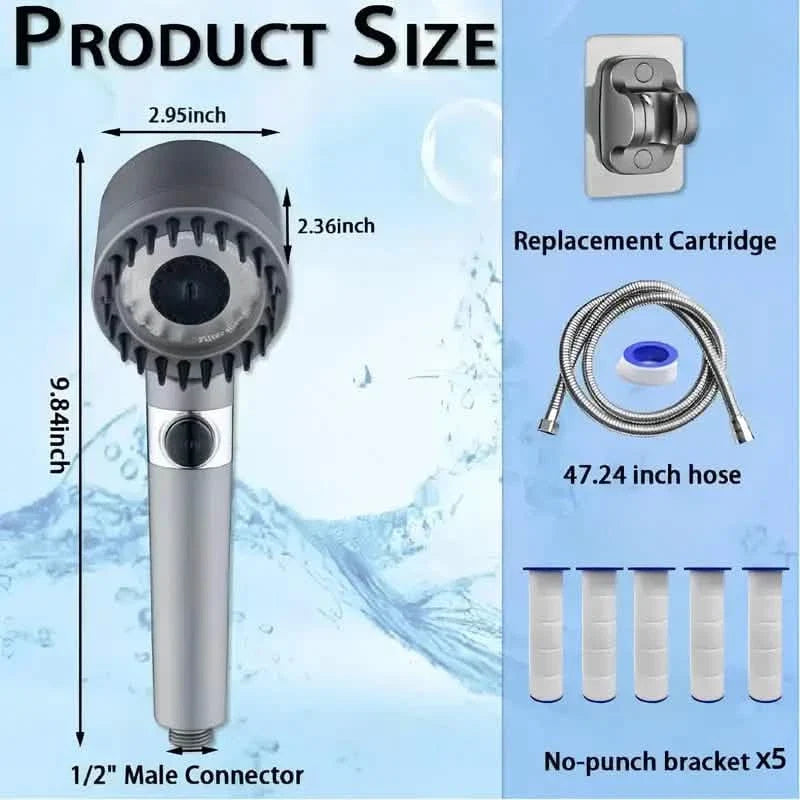 4-in-1 Removable Shower Head With 5 Filters and 3 Settings-4-in-1 Removable Shower Head With 5 Filters and 3 Settings