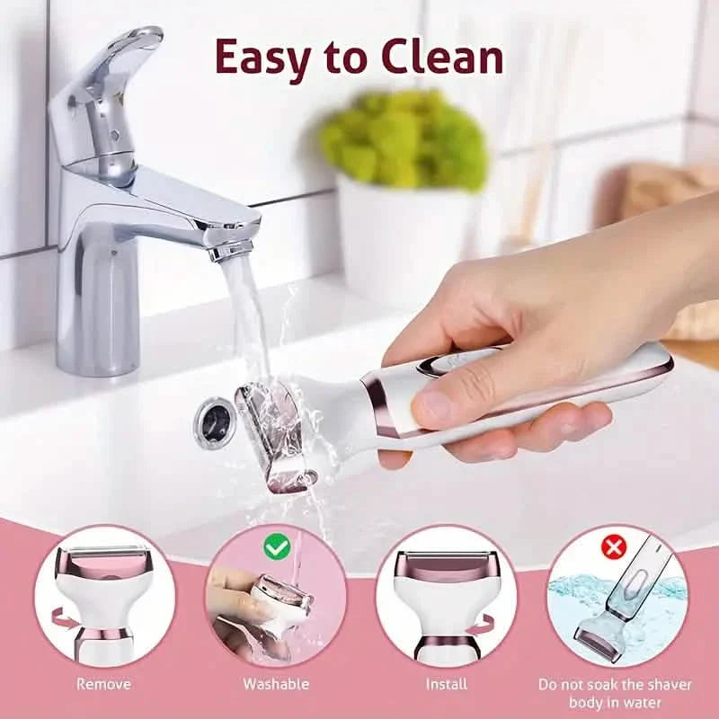 4-in-1 Silky-Smooth Electric Shaver for Women - Wet/Dry, USB Rechargeable & Portable for Full Body Use-4-in-1 Silky-Smooth Electric Shaver for Women - Wet/Dry, USB Rechargeable & Portable for Full Body Use
