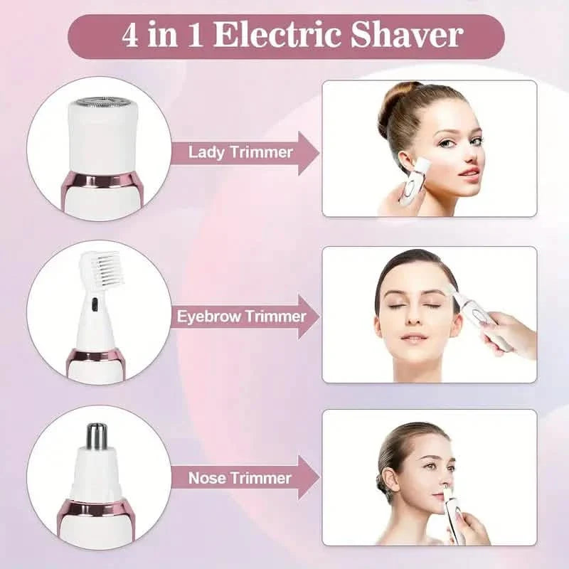4-in-1 Silky-Smooth Electric Shaver for Women - Wet/Dry, USB Rechargeable & Portable for Full Body Use-4-in-1 Silky-Smooth Electric Shaver for Women - Wet/Dry, USB Rechargeable & Portable for Full Body Use