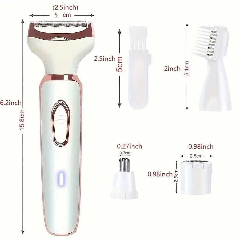 4-in-1 Silky-Smooth Electric Shaver for Women - Wet/Dry, USB Rechargeable & Portable for Full Body Use-4-in-1 Silky-Smooth Electric Shaver for Women - Wet/Dry, USB Rechargeable & Portable for Full Body Use