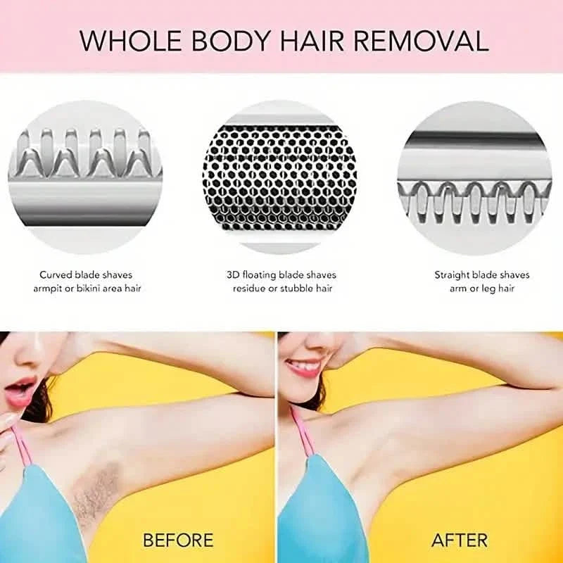 4-in-1 Silky-Smooth Electric Shaver for Women - Wet/Dry, USB Rechargeable & Portable for Full Body Use-4-in-1 Silky-Smooth Electric Shaver for Women - Wet/Dry, USB Rechargeable & Portable for Full Body Use