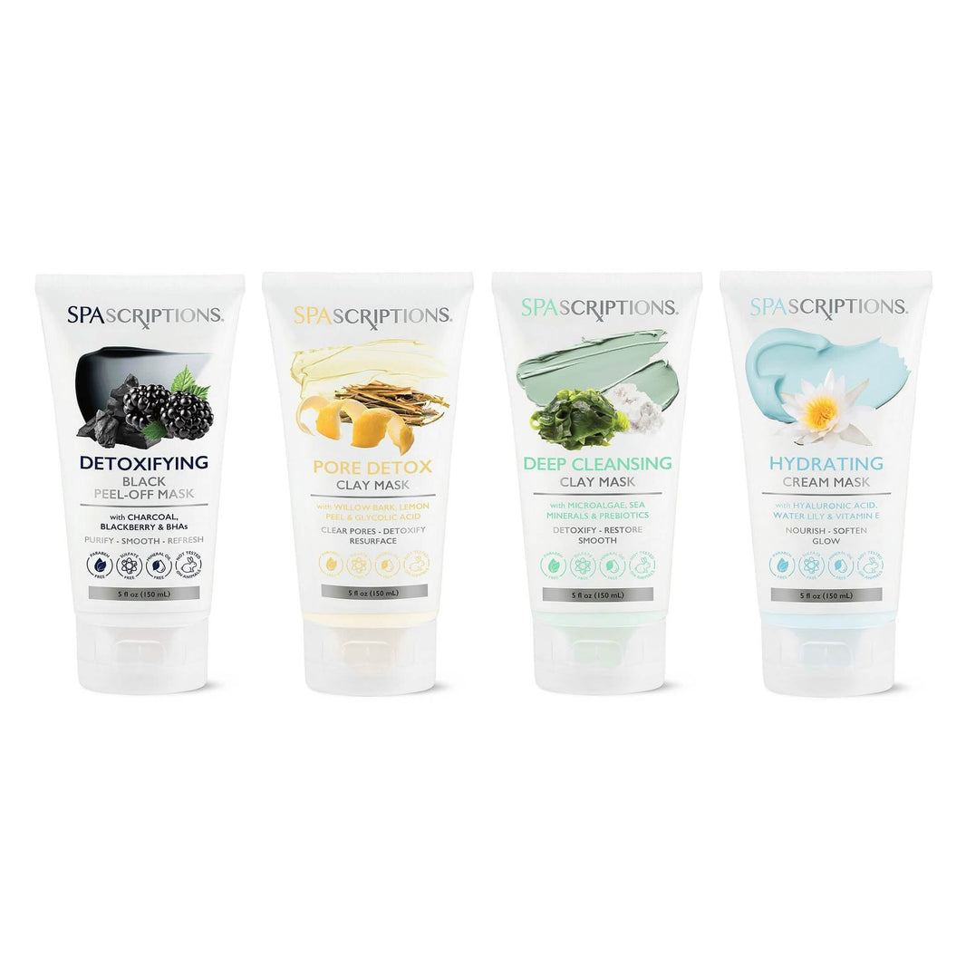 4-Pack: Spascriptions Clay, Cream and Peel-Off Masks-4-Pack: Spascriptions Clay, Cream and Peel-Off Masks