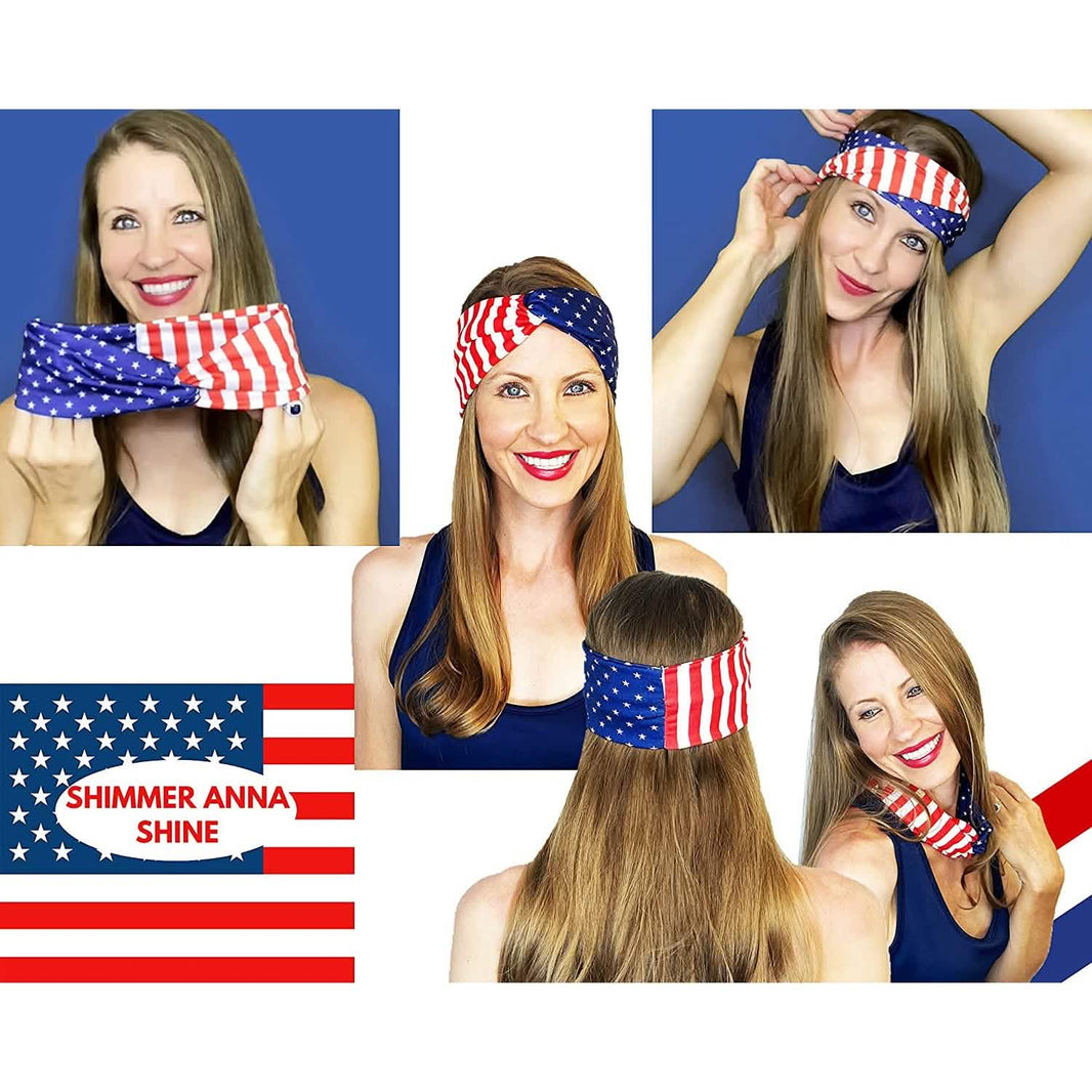 4-Pack: USA American Flag Headbands-4-Pack: USA American Flag Headbands