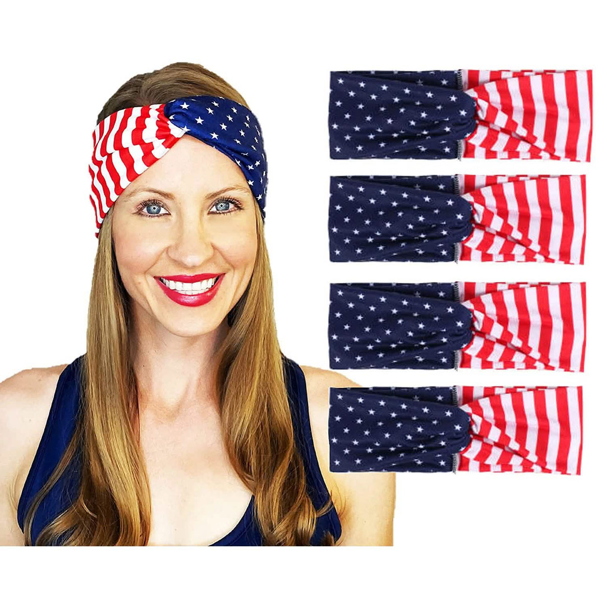 4-Pack: USA American Flag Headbands-4-Pack: USA American Flag Headbands