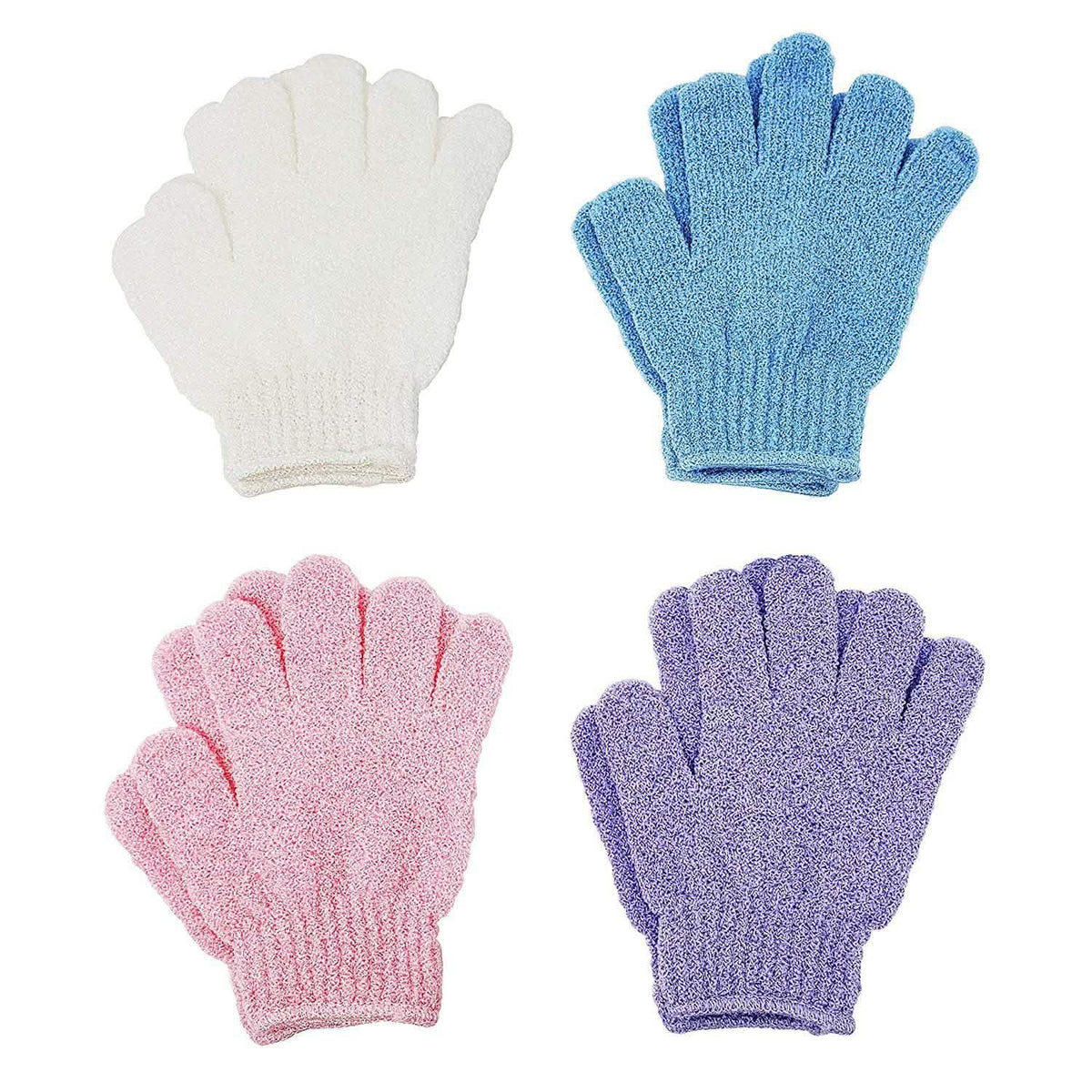 4-Pairs: Exfoliating Gloves - Premium Scrub Wash Mitt for Bath or Shower-4-Pairs: Exfoliating Gloves - Premium Scrub Wash Mitt for Bath or Shower