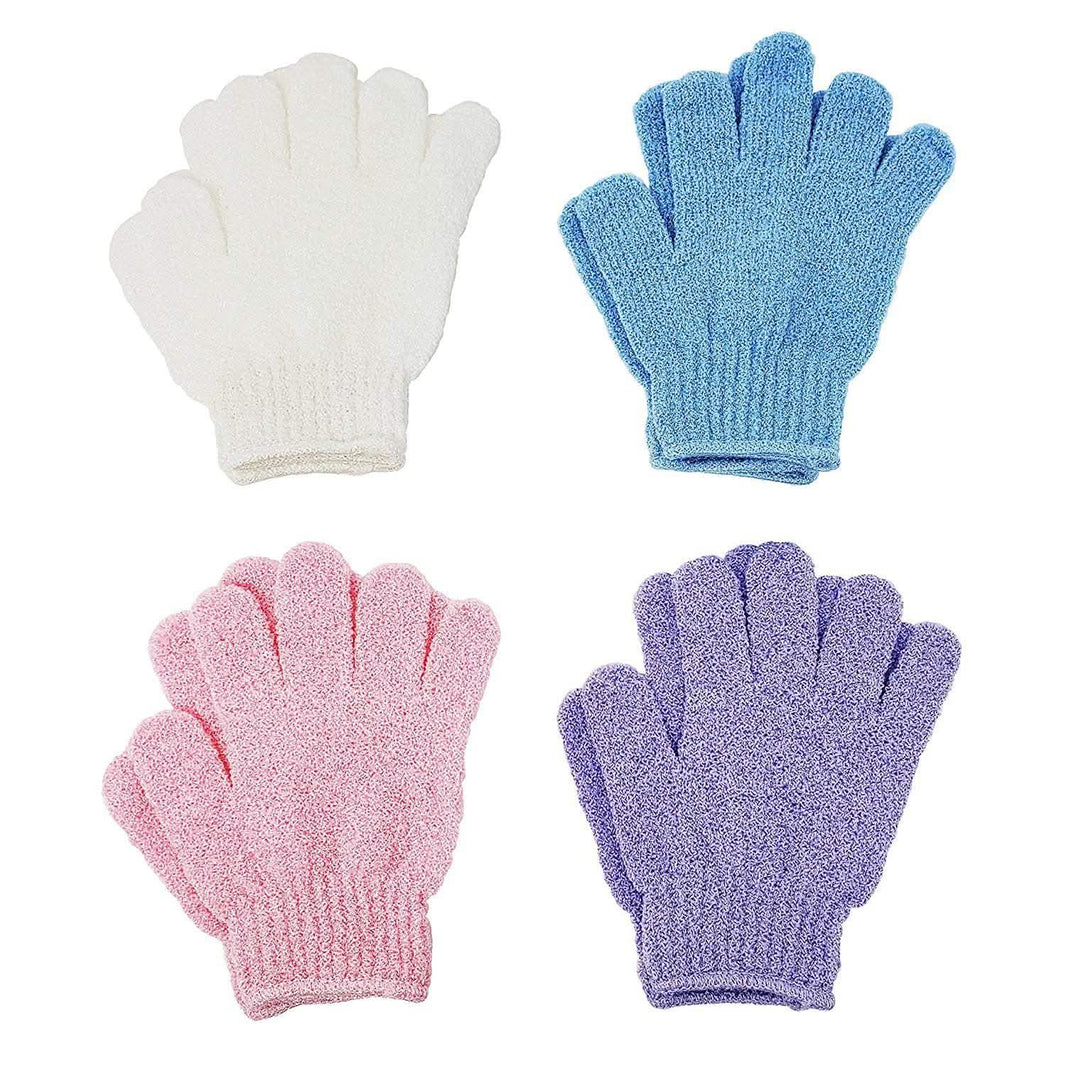 4-Pairs: Exfoliating Gloves - Premium Scrub Wash Mitt for Bath or Shower-4-Pairs: Exfoliating Gloves - Premium Scrub Wash Mitt for Bath or Shower