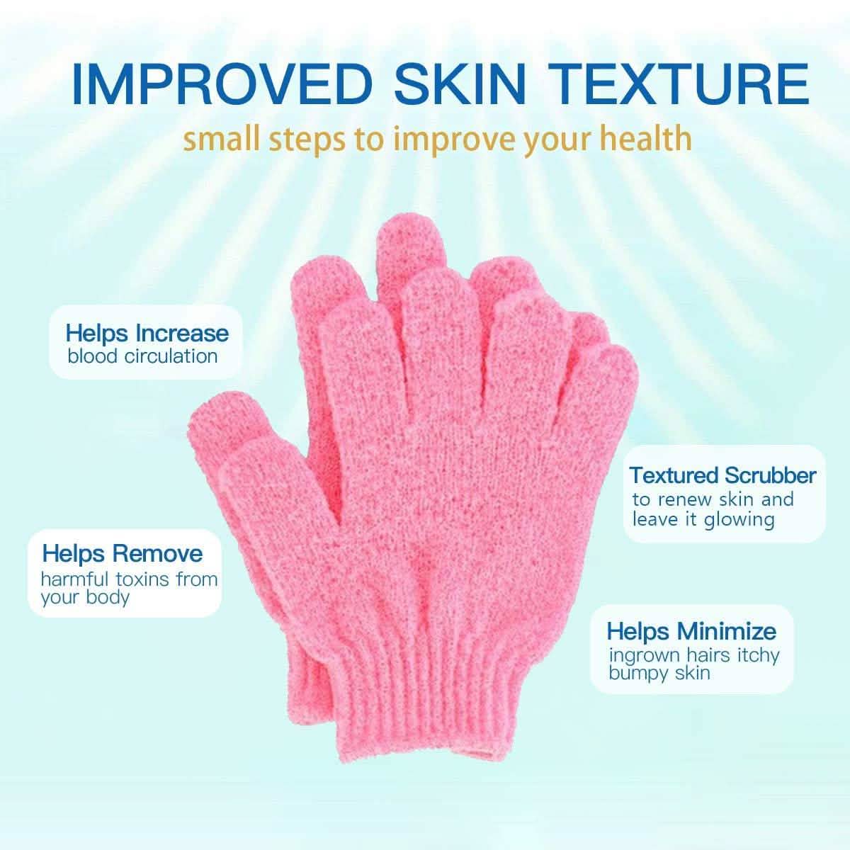 4-Pairs: Exfoliating Gloves - Premium Scrub Wash Mitt for Bath or Shower-4-Pairs: Exfoliating Gloves - Premium Scrub Wash Mitt for Bath or Shower