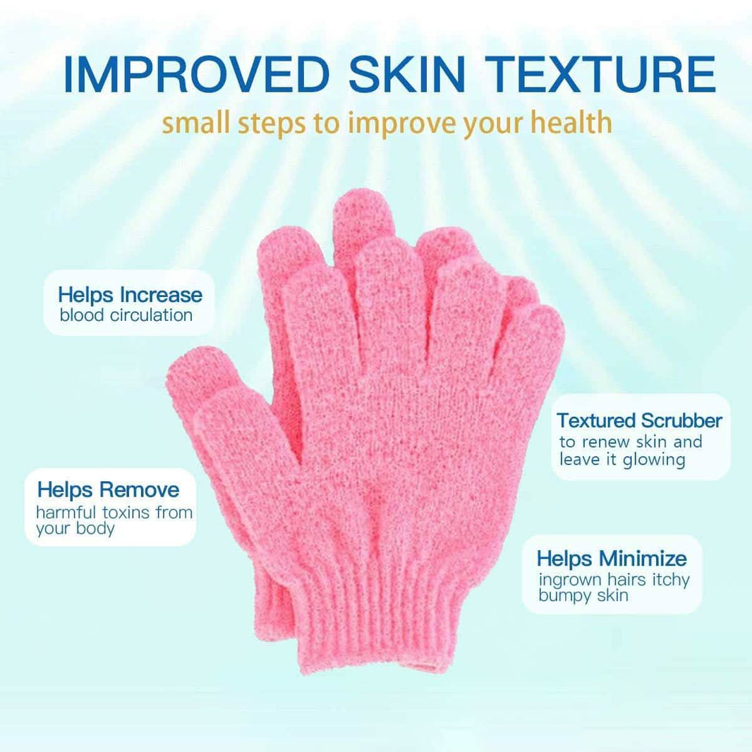 4-Pairs: Exfoliating Gloves - Premium Scrub Wash Mitt for Bath or Shower-4-Pairs: Exfoliating Gloves - Premium Scrub Wash Mitt for Bath or Shower