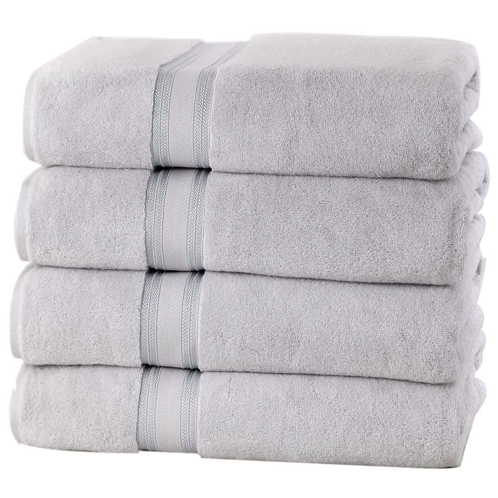 4-Piece Set: 550 GSM Zero Twist Cotton Bath Towels-4-Piece Set: 550 GSM Zero Twist Cotton Bath Towels