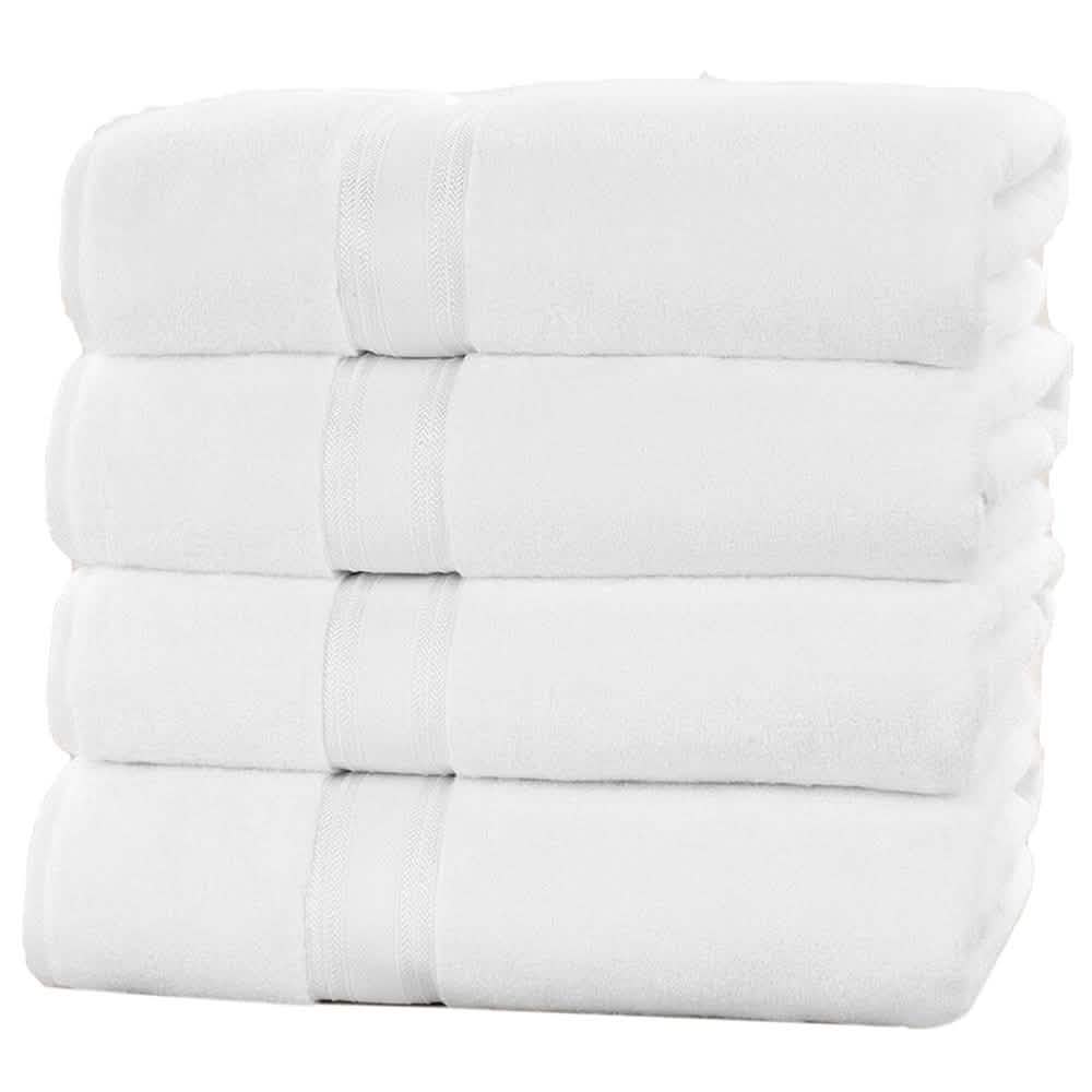 4-Piece Set: 550 GSM Zero Twist Cotton Bath Towels-4-Piece Set: 550 GSM Zero Twist Cotton Bath Towels