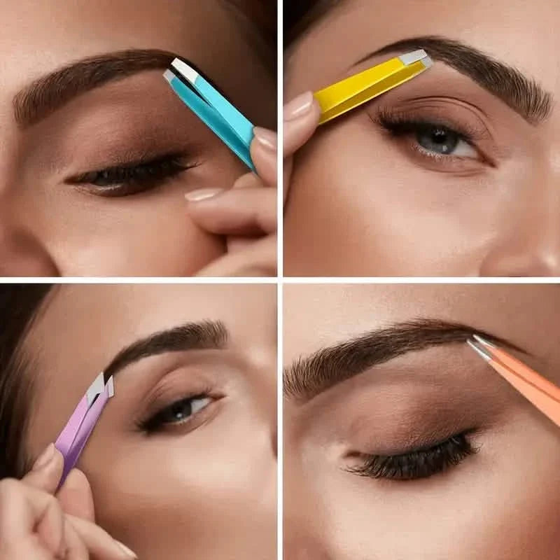 4-Pieces: Tweezers For Eyebrows, Straight, Slant, Angled and Pointy Tip-4-Pieces: Tweezers For Eyebrows, Straight, Slant, Angled and Pointy Tip