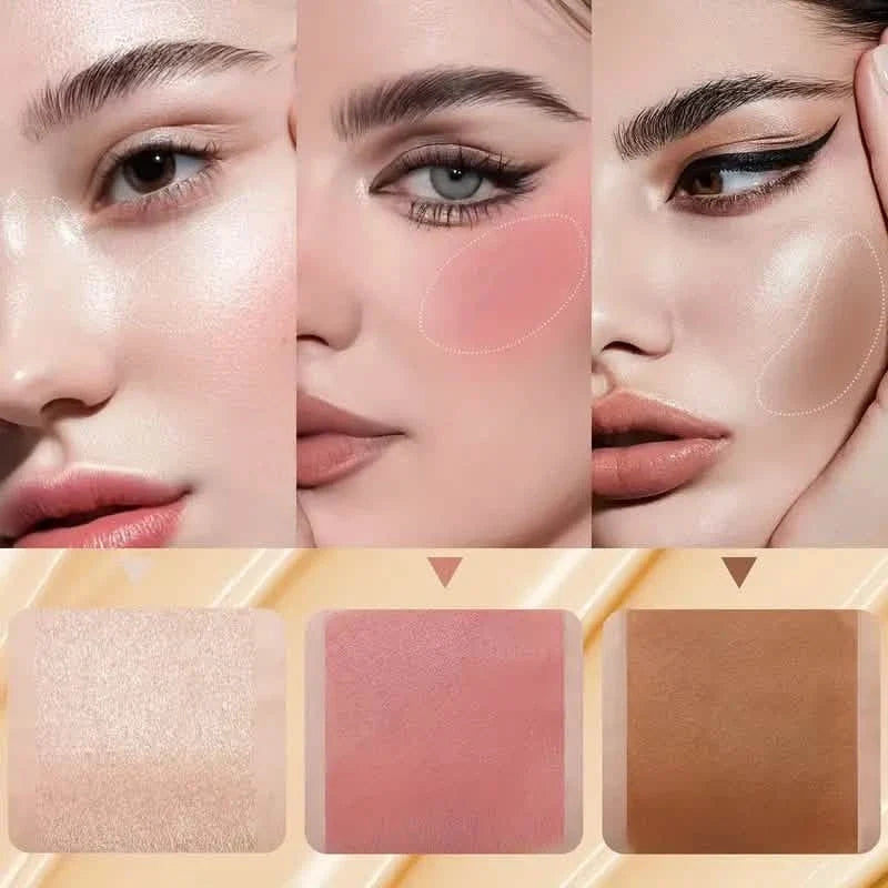 4-Pieces: Waterproof Cream Contour and Highlighter Kit with Brush-4-Pieces: Waterproof Cream Contour and Highlighter Kit with Brush