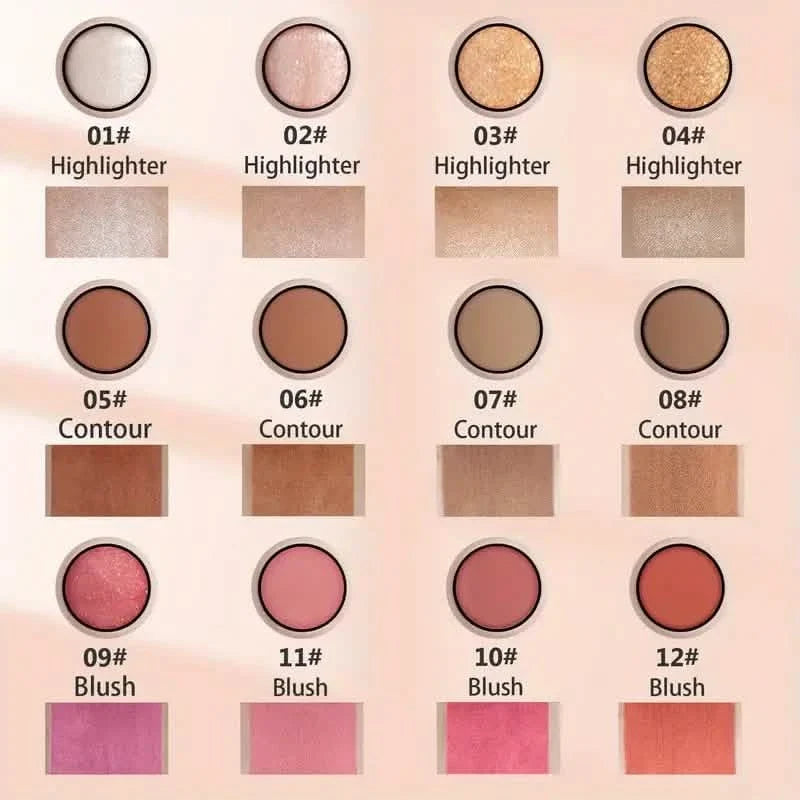 4-Pieces: Waterproof Cream Contour and Highlighter Kit with Brush-4-Pieces: Waterproof Cream Contour and Highlighter Kit with Brush
