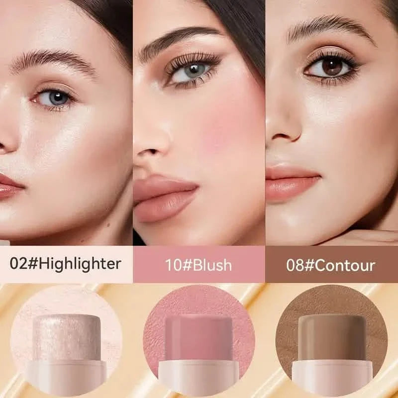 4-Pieces: Waterproof Cream Contour and Highlighter Kit with Brush-4-Pieces: Waterproof Cream Contour and Highlighter Kit with Brush