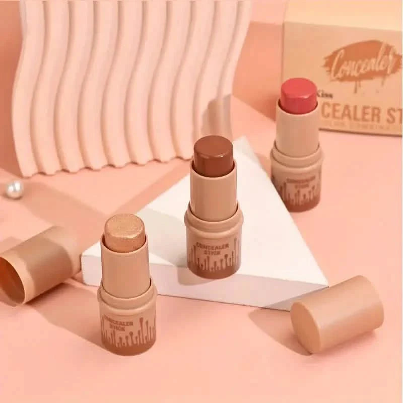 4-Pieces: Waterproof Cream Contour and Highlighter Kit with Brush-4-Pieces: Waterproof Cream Contour and Highlighter Kit with Brush