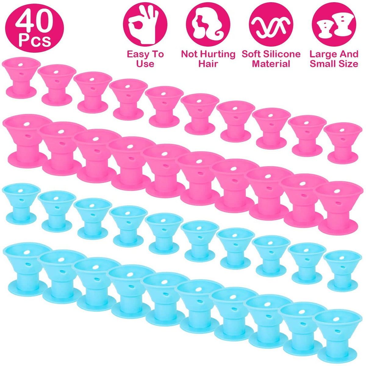 40-Piece: Silicon Hair Curler-40-Piece: Silicon Hair Curler