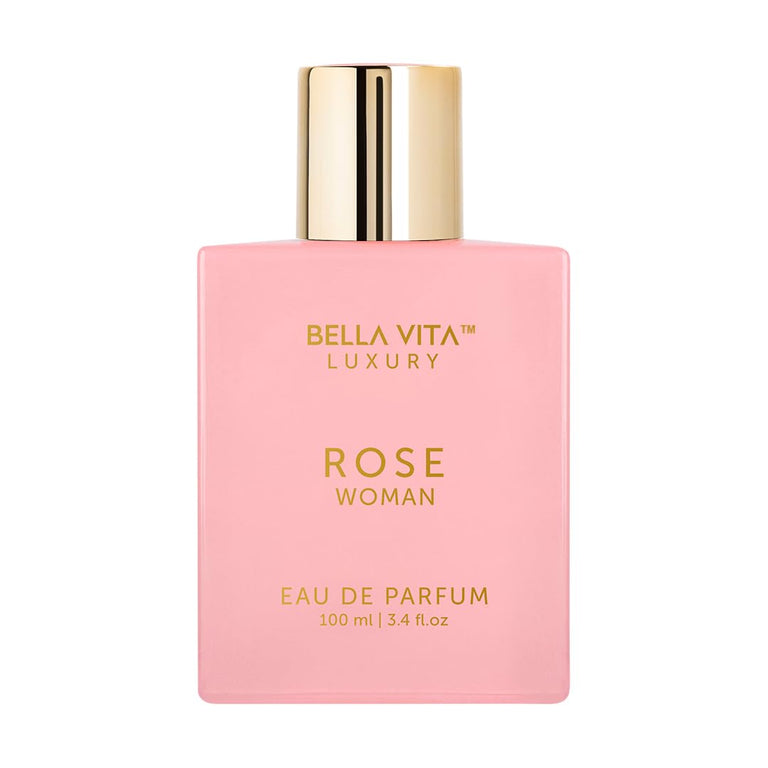 Bellavita Luxury ROSE Eau de Parfum | 100 ml (3.4 fl.oz.) | Perfume for Women | Fresh, Floral Peach, Jasmine, and Ambery Musk Notes | Long Lasting Women's Day Special Fragrance