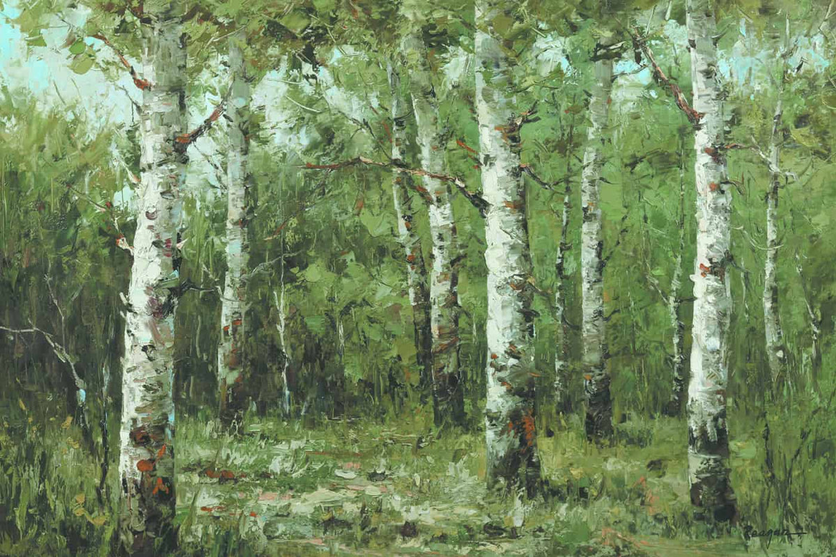 Original Oil Painting of Birch Trees-Original Oil Painting of Birch Trees