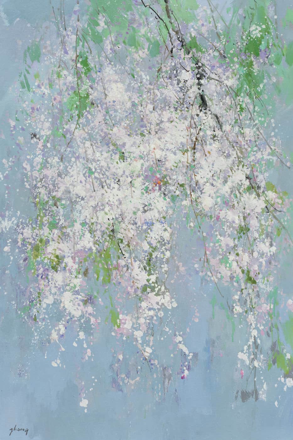 Original Oil Painting of Cherry Flowers-Original Oil Painting of Cherry Flowers